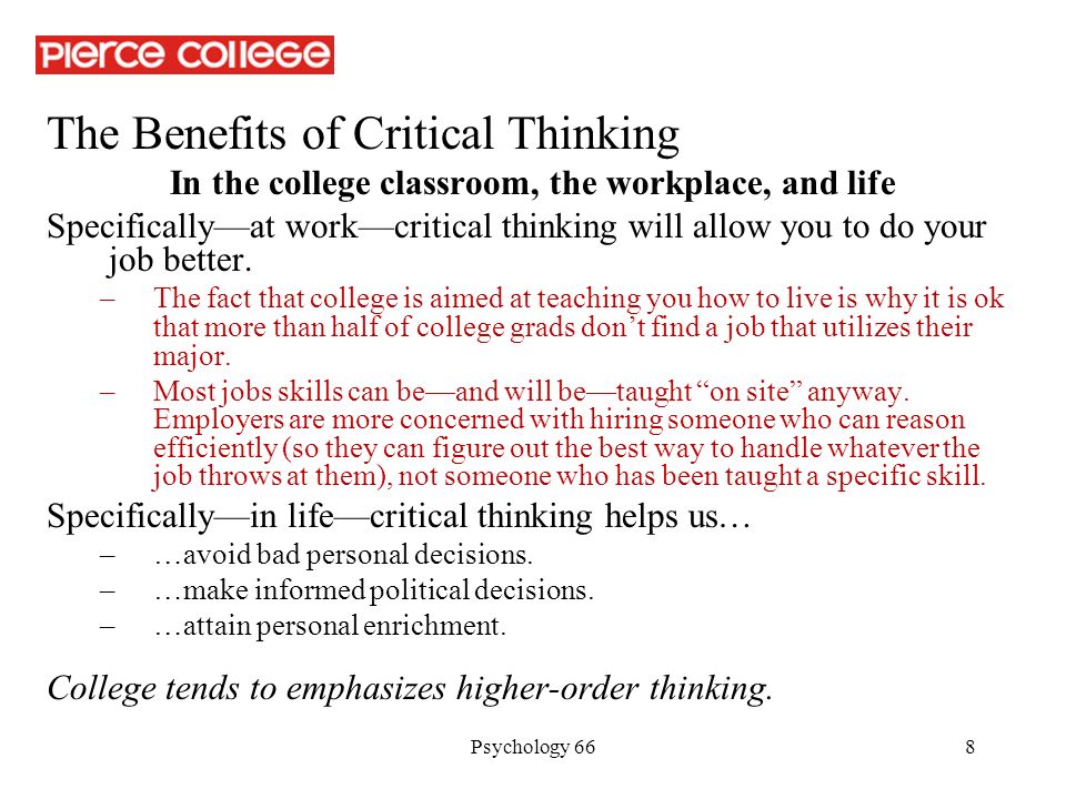 Benefits of critical thinking in college